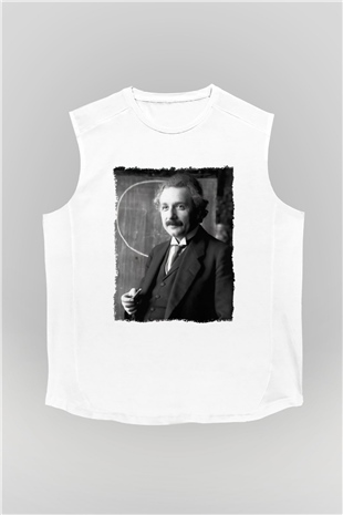 Albert Einstein Beyaz Unisex Kolsuz Tişört