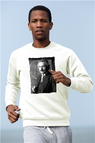 Albert Einstein Beyaz Unisex Sweatshirt