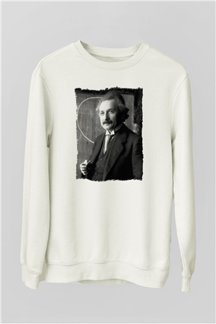 Albert Einstein Beyaz Unisex Sweatshirt