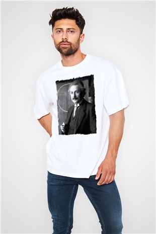 Albert Einstein Beyaz Oversize Tişört Oversize T-shirt - TişörtFabrikası