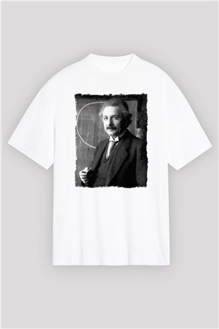 Albert Einstein Beyaz Oversize Tişört Oversize T-shirt - TişörtFabrikası