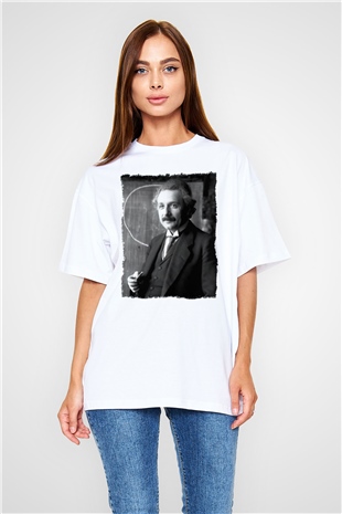 Albert Einstein Beyaz Oversize Tişört Oversize T-shirt - TişörtFabrikası