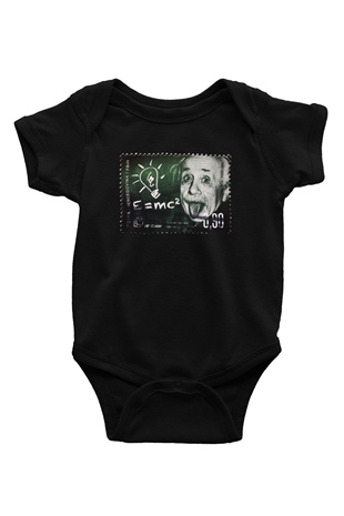 Albert Einstein Enerji Formülü Baskılı Unisex Siyah Bebek Body - Zıbın
