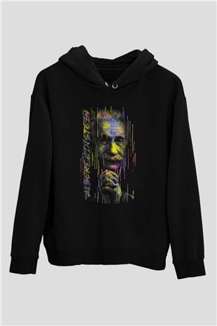 Albert Einstein Fotoğraf Baskılı Unisex Siyah Hoodie