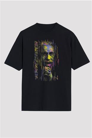 Albert Einstein Fotoğraf Baskılı Unisex Oversize Tişört - Tshirt