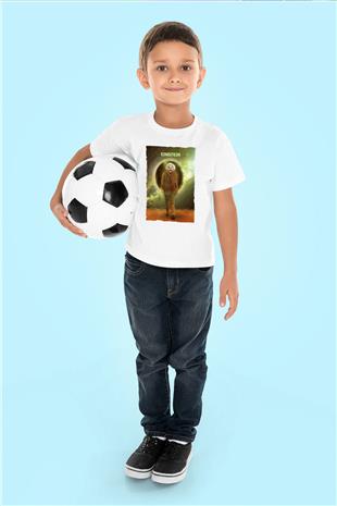 Albert Einstein Renkli Baskılı Unisex Beyaz Çocuk Tişörtü - Tshirt