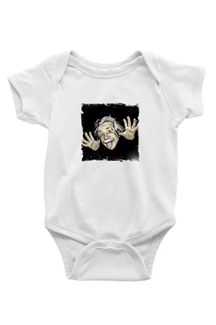 Albert Einstein Unisex Baskılı Beyaz Bebek Body - Zıbın