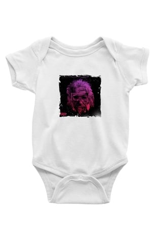 Albert Einstein Unisex Baskılı Beyaz Bebek Body - Zıbın
