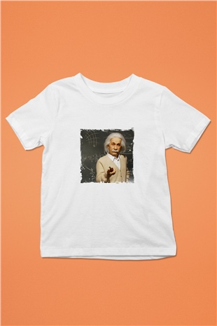 Albert Einstein Unisex Baskılı Beyaz Çocuk Tişört