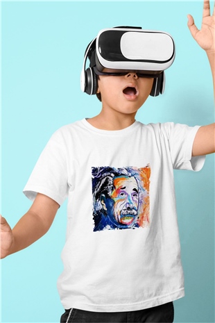 Albert Einstein Unisex Baskılı Beyaz Çocuk Tişört