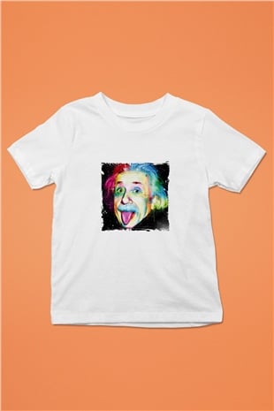Albert Einstein Unisex Baskılı Beyaz Çocuk Tişört