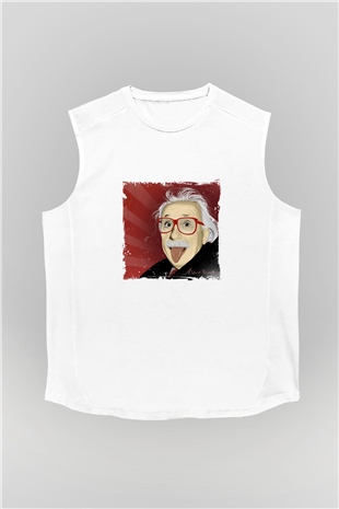 Albert Einstein Unisex Baskılı Beyaz Kolsuz Tişört