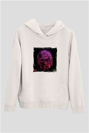 Albert Einstein Unisex Baskılı Beyaz Kapüşonlu Sweatshirt