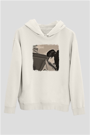 Alberta Cross Baskılı Unisex Beyaz Hoodie