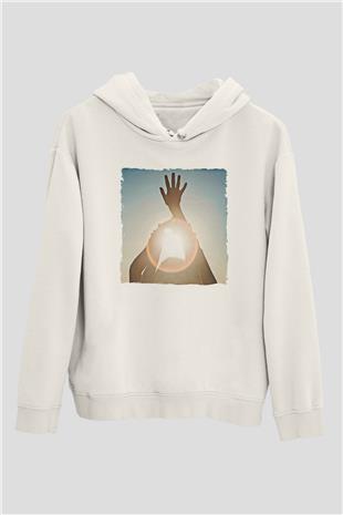 Alcest Baskılı Beyaz Unisex Kapüşonlu Sweatshirt