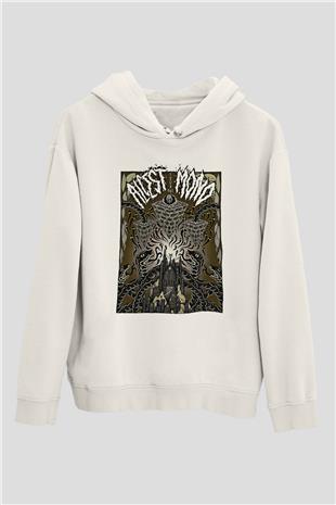 Alcest Baskılı Beyaz Unisex Kapüşonlu Sweatshirt