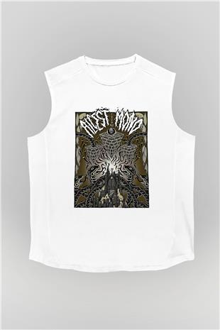 Alcest Baskılı Beyaz Unisex Kolsuz Tişört - Tshirt