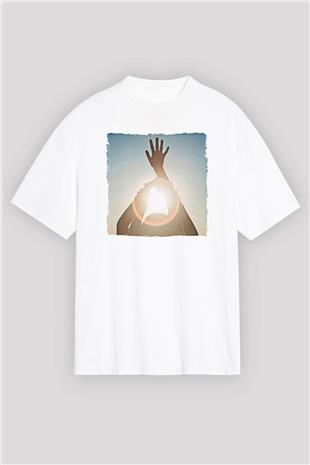 Alcest Baskılı Beyaz Unisex Oversize Tişört - Tshirt