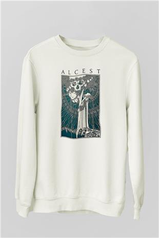 Alcest Baskılı Beyaz Unisex Sweatshirt