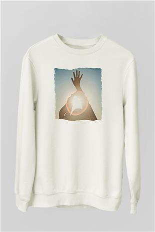 Alcest Baskılı Beyaz Unisex Sweatshirt