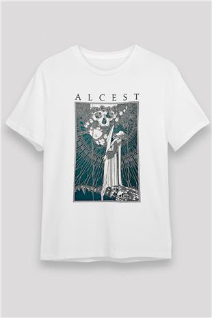 Alcest Baskılı Unisex Beyaz Tişört - Tshirt