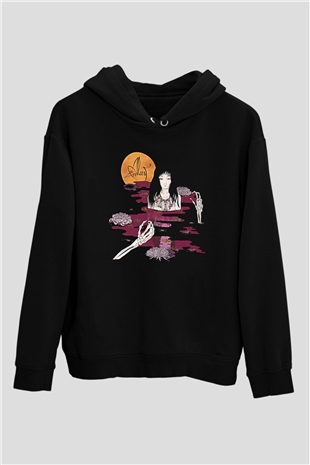 Alcest Baskılı Unisex Siyah Kapüşonlu Sweatshirt