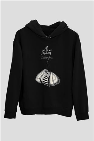 Alcest Baskılı Unisex Siyah Kapüşonlu Sweatshirt