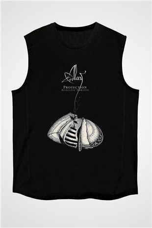 Alcest Baskılı Unisex Siyah Kolsuz Tişört - Tshirt