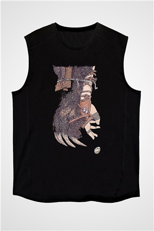 Alcest Baskılı Unisex Siyah Kolsuz Tişört - Tshirt