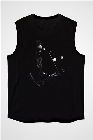 Alcest Baskılı Unisex Siyah Kolsuz Tişört - Tshirt