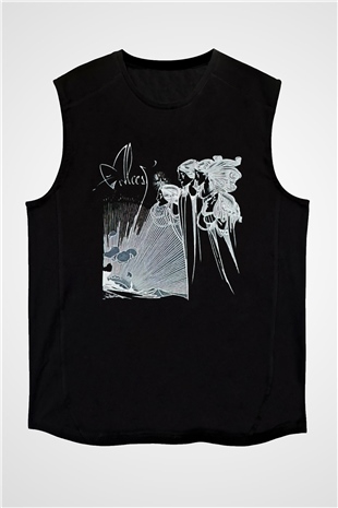 Alcest Baskılı Unisex Siyah Kolsuz Tişört - Tshirt
