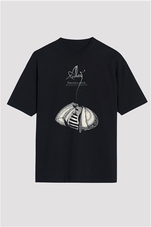 Alcest Baskılı Unisex Siyah Oversize Tişört - Tshirt