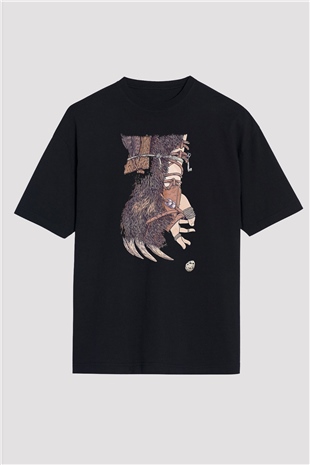 Alcest Baskılı Unisex Siyah Oversize Tişört - Tshirt