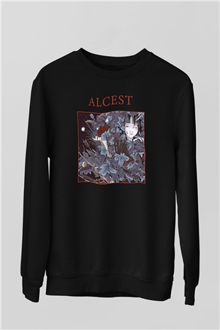 Alcest Baskılı Unisex Siyah Sweatshirt