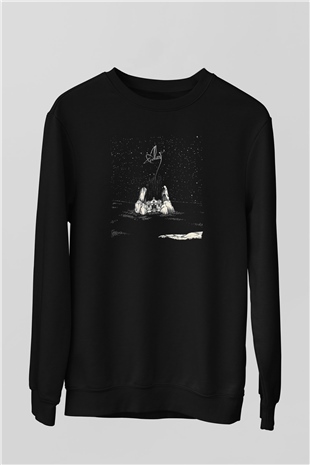 Alcest Baskılı Unisex Siyah Sweatshirt