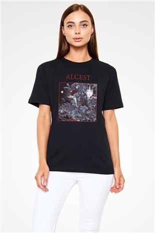 Alcest Baskılı Unisex Siyah Tişört - Tshirt