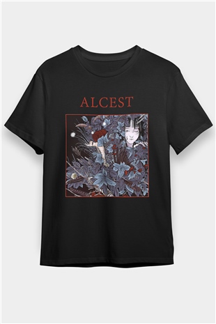 Alcest Baskılı Unisex Siyah Tişört - Tshirt