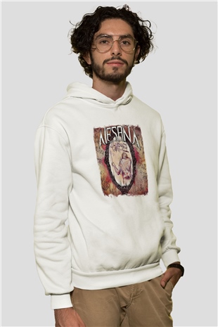Alesana Baskılı Unisex Beyaz Hoodie