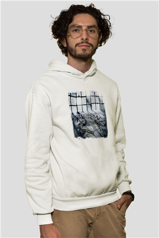 Alesana Baskılı Unisex Beyaz Hoodie