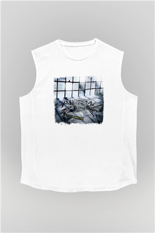 Alesana Baskılı Unisex Beyaz Kolsuz Tişört