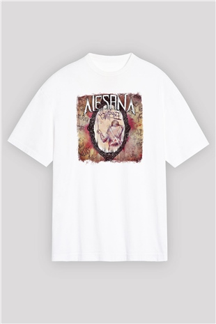 Alesana Baskılı Unisex Beyaz Oversize Tişört