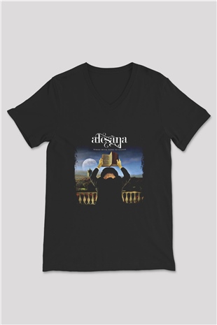 Alesana Baskılı Unisex Siyah V Yaka Tişört