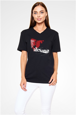 Alesana Siyah Unisex V Yaka Tişört T-Shirt