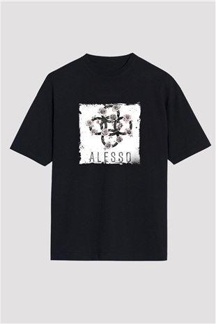 Alesso Baskılı Unisex Oversize Siyah Tişört