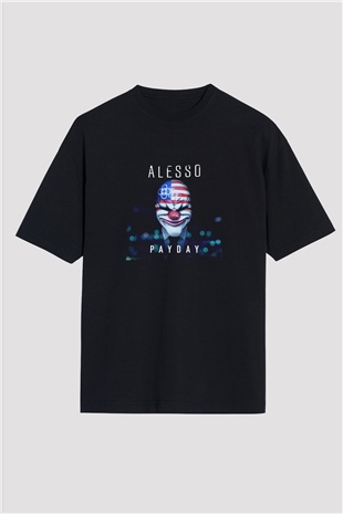 Alesso Baskılı Unisex Oversize Siyah Tişört