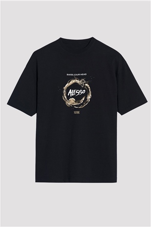 Alesso Baskılı Unisex Oversize Siyah Tişört
