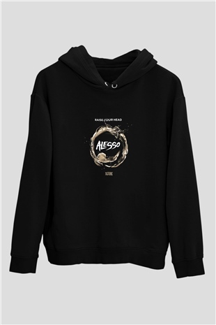 Alesso Baskılı Unisex Siyah Hoodie