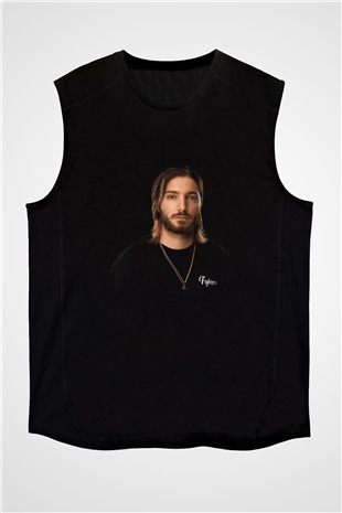 Alesso Baskılı Unisex Siyah Kolsuz Tişört
