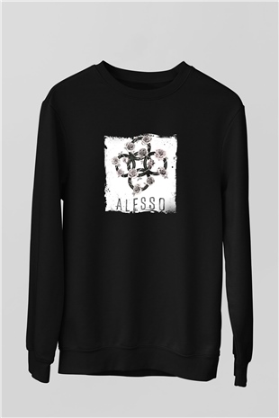 Alesso Baskılı Unisex Siyah Sweatshirt