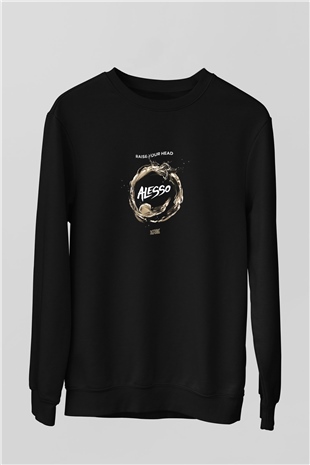 Alesso Baskılı Unisex Siyah Sweatshirt